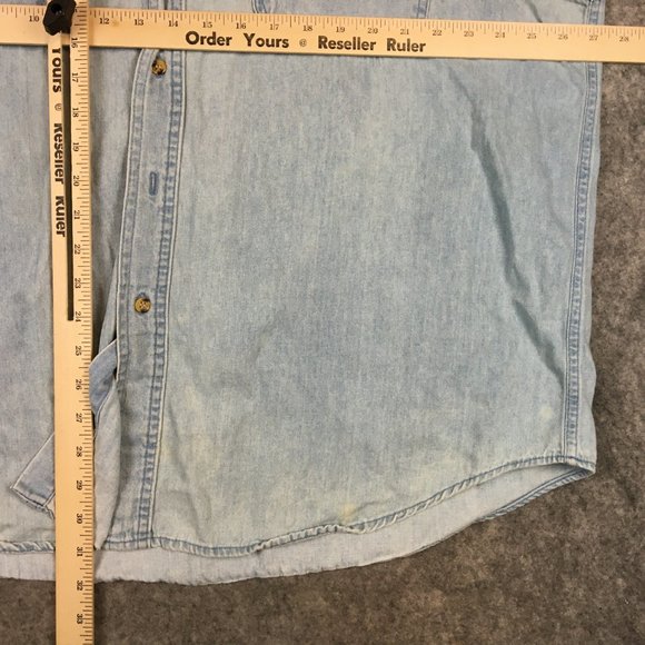 Larry the Cable Guy Shirt 2X Git R Done Cutoff Fringe Denim Button Up Rebel Flag - Picture 7 of 12